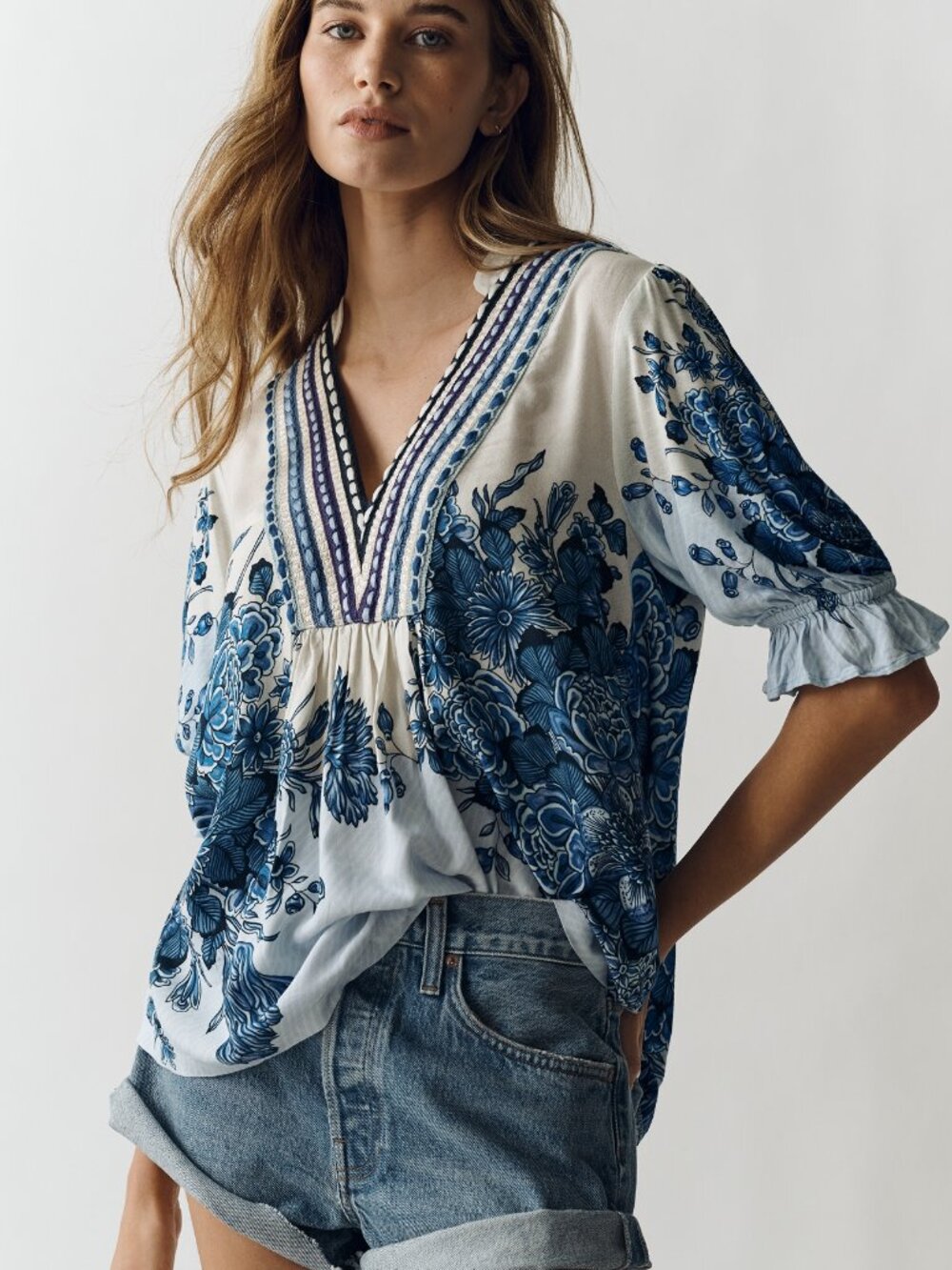 Anthropologie Bl-nk Stephanie Top in Blue